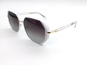 Солнцезащитные очки KAIZI (KAIZI, 33227, Ободковая, Металл, Белый, КНР, Polarized, Геометрическая, 58-19-145, Металлические эле)
