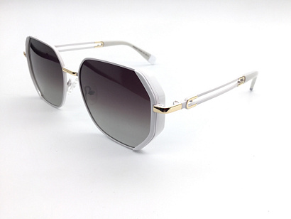 Солнцезащитные очки KAIZI (KAIZI, 33227, Ободковая, Металл, Белый, КНР, Polarized, Геометрическая, 58-19-145, Металлические эле)